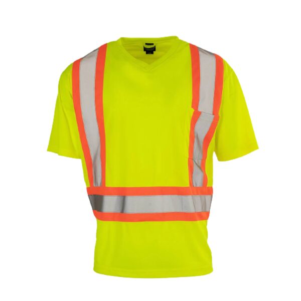 Hi Vis V-Neck Short Sleeve Safety Tee Shirt Thumbnail